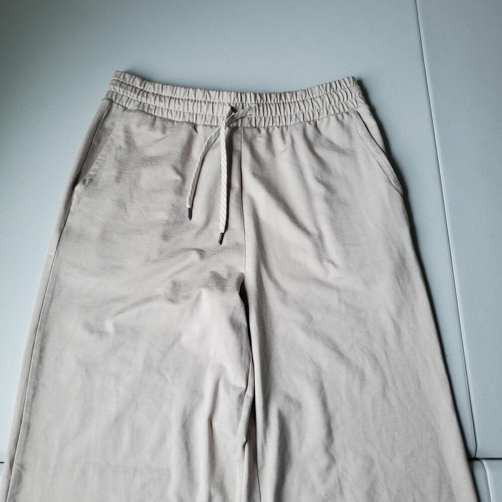 Vuori Halo Essential Wide Leg Pants Women Medium Ecru Beige Elastic Waist Lounge - Picture 5 of 10
